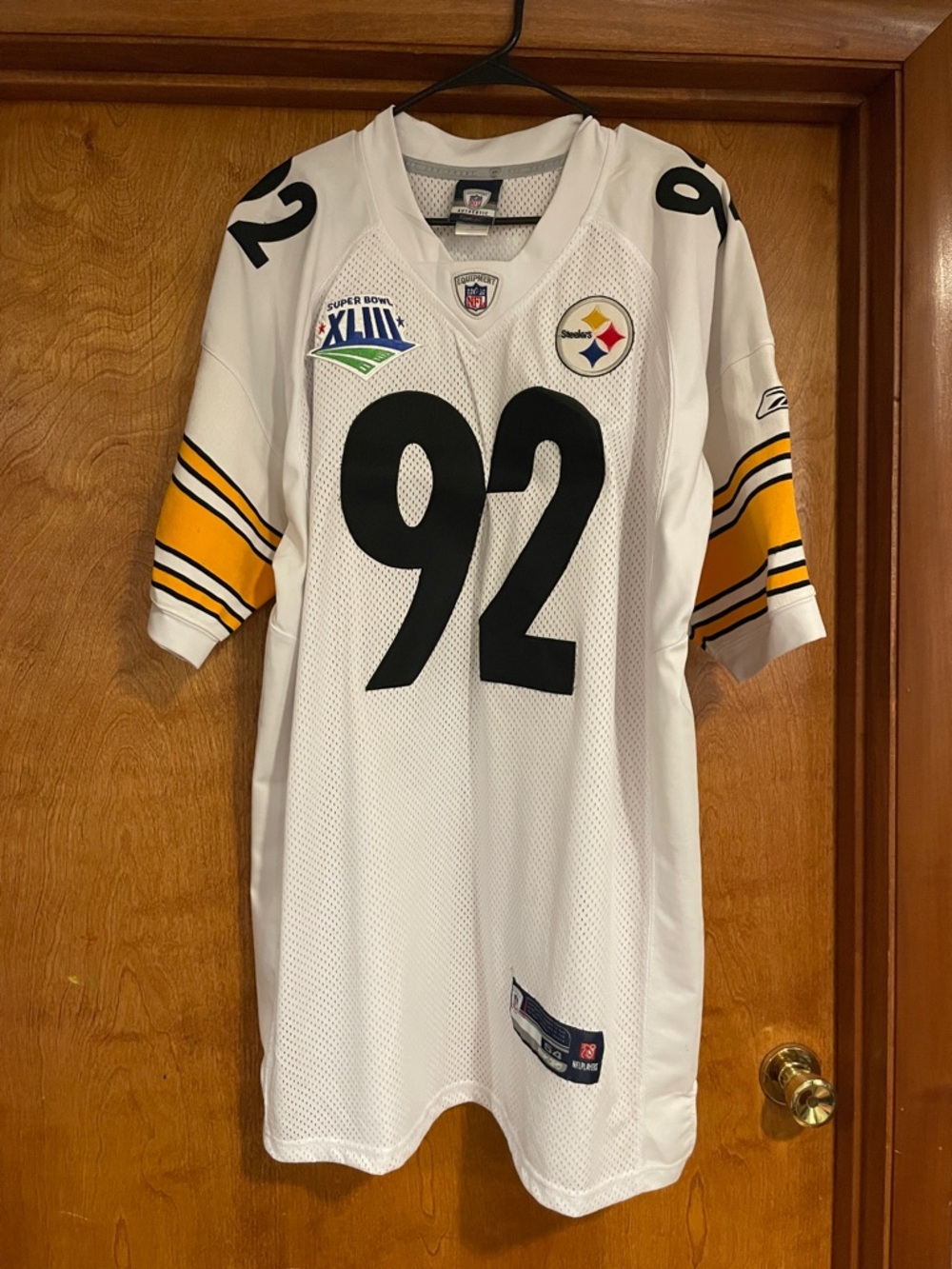 Reebok Pittsburgh Steelers White #92 Football Jersey with Black and Gold Accents